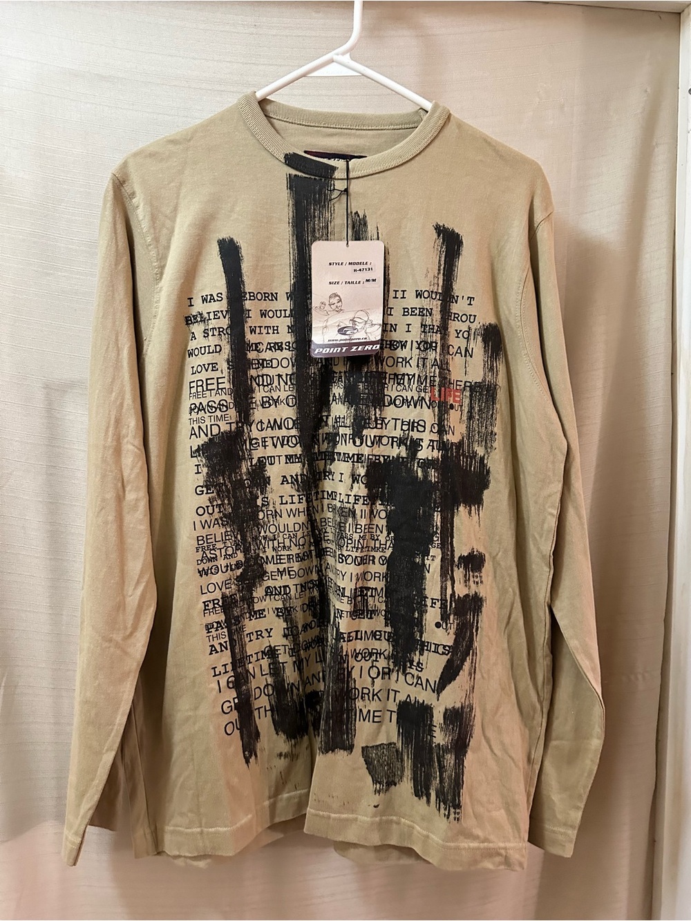 Vintage Y2K Point Zero Graphic Long Sleeve T Shirt Men’s Medium NWT Cotton